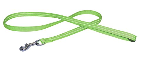 Guinzaglio per cani Morbido nylon imbottito Cuciture in materiale catarifrangente Spessore 20 mm 1.2 m VERDE FLUO CROCI WALKING