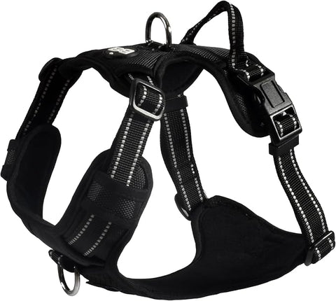 Bobby Rando Walk - Pettorina per cani Taglia L, in Nylon Riflettente, Fibbie Regolabili a Chiusura Sicura, Facile da Indossare, NERO Girocollo 46-70 cm, Giropetto 56-73 cm
