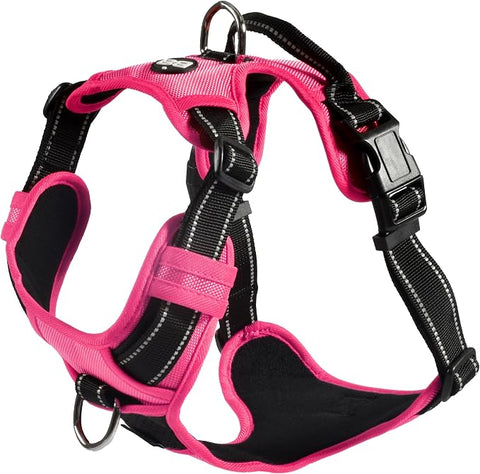Bobby Rando Walk - Pettorina per cani Taglia XL, in Nylon Riflettente, Fibbie Regolabili a Chiusura Sicura, Facile da Indossare, ROSA Girocollo 53-82 cm, Giropetto 71-95 cm