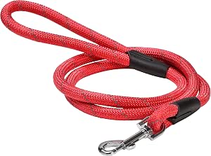 Bobby Walk - Guinzaglio per cani Tubolare, Guinzaglio per cani da Addestramento con moschettone, Nylon Resistente, Rosso, 124x1,2 cm