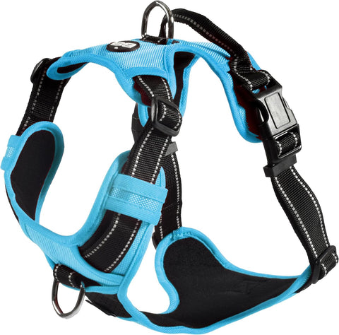 Bobby Rando Walk - Pettorina per cani Taglia M, in Nylon Riflettente, Fibbie Regolabili a Chiusura Sicura, Facile da Indossare, CELESTE Girocollo 40-63 cm, Giropetto 51-66 cm