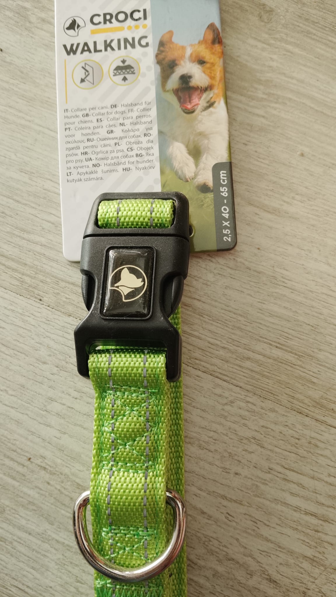 COLLARE CROCI WALKING VERDE FLUO 2,5 X 40-65 CM