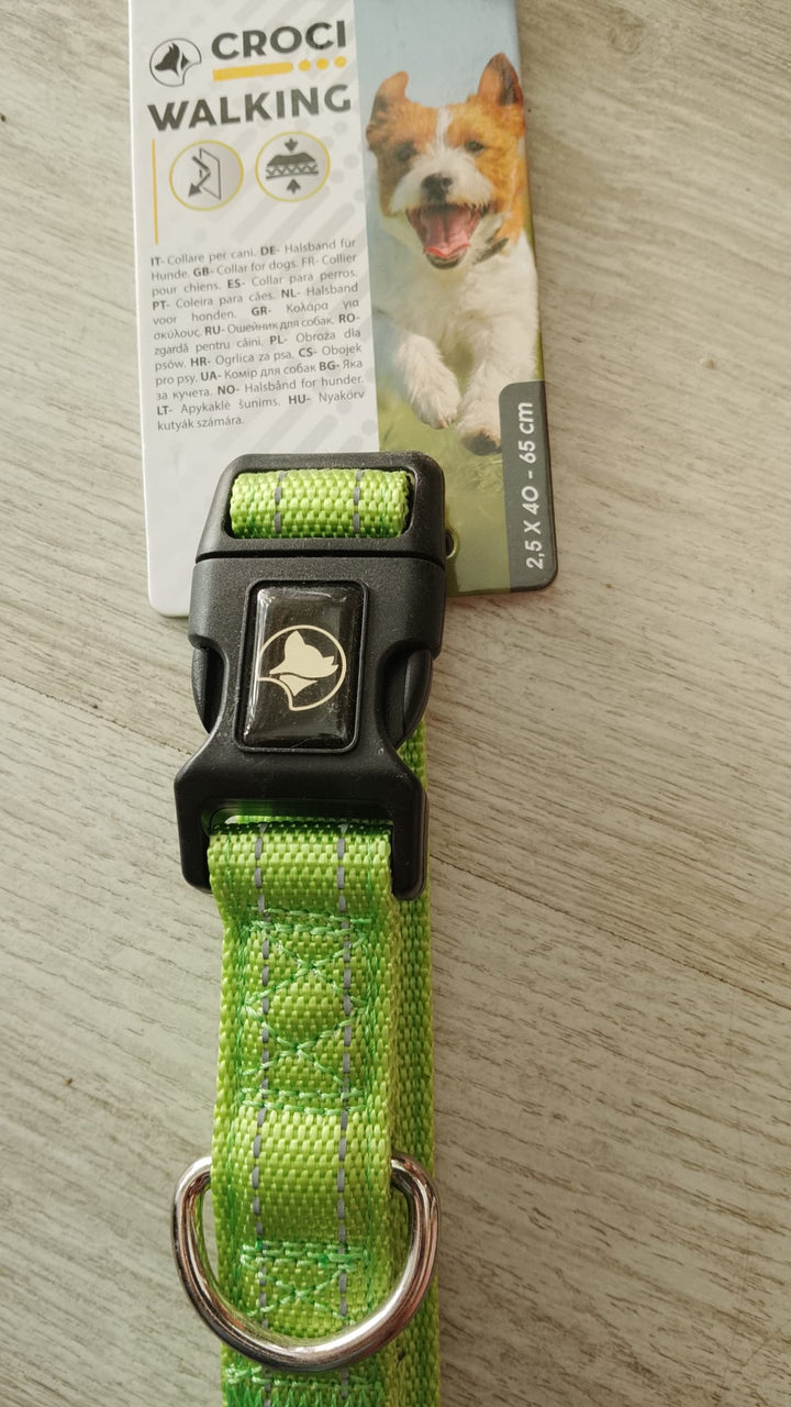 COLLARE CROCI WALKING VERDE FLUO 2,5 X 40-65 CM
