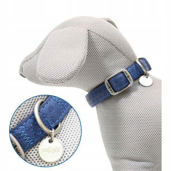 COLLARE CROCI SIMIL PELLE PREGIATO WALKING BLU 2.5 X 48 - 70 CM
