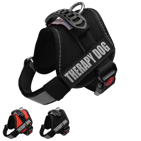 Pettorina riflettente  per cani da terapia, in poliestere e nylon intrecciato, giacca regolabile per animali di servizio, con 2 patch rimovibili con chiusura a strappo. TAGLIA M NERO
