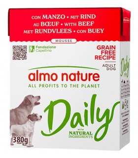 Almo Nature Daily Mousse Manzo Tetra Recart Umido Per Cane Grain Free 380 g