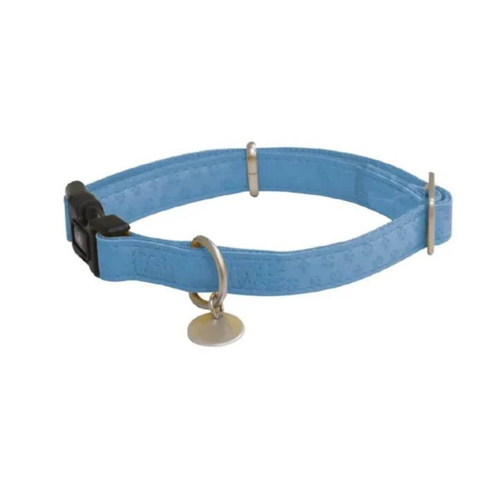 COLLARE CROCI SIMIL PELLE PREGIATO WALKING AZZURRO 2 X 35 - 50 CM