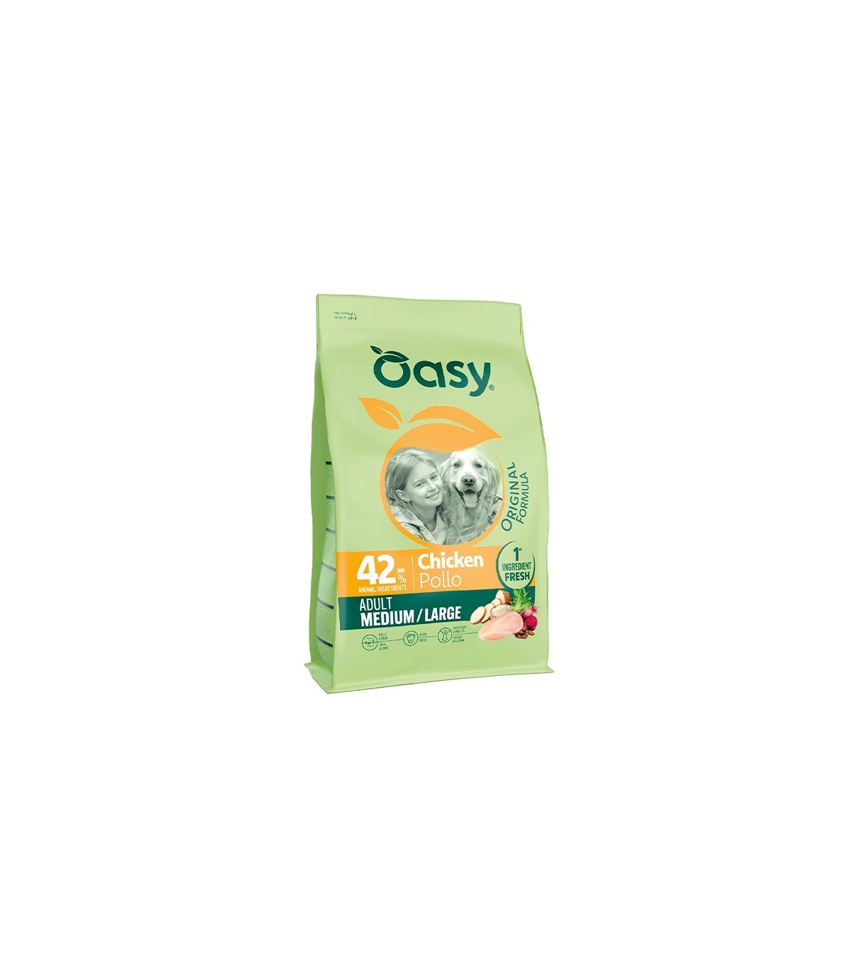 Oasy original formula cane adult medium large pollo 2 kg