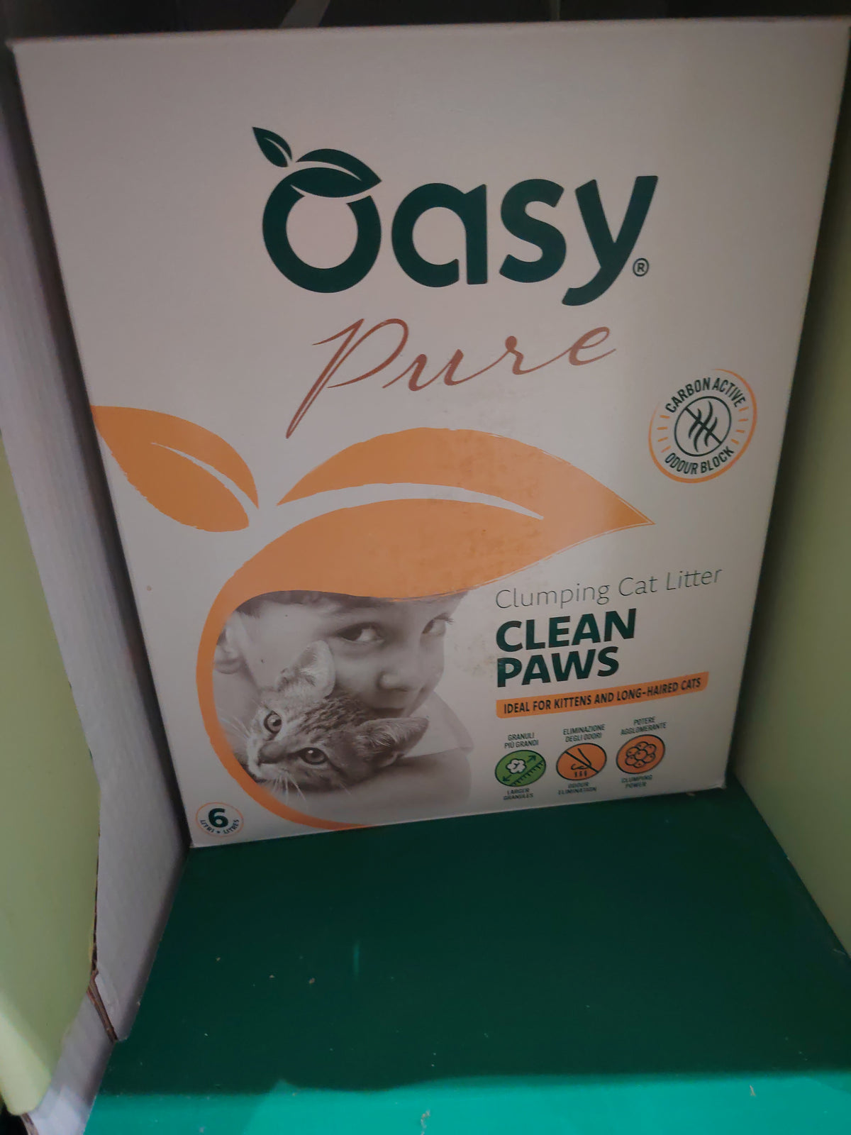 Lettiera gatti oasy clean paws ideale per gattini e gatti a pelo lungo