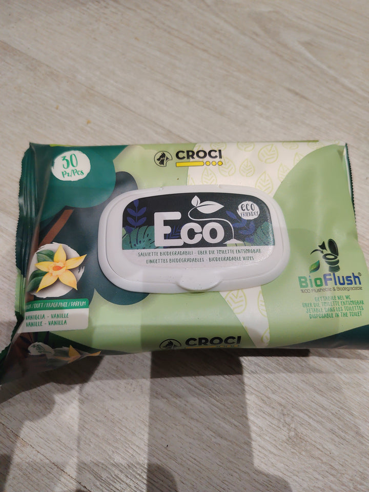 Salviette eco croci biodegradabili cane gatto fragranza vaniglia 30 pezzi