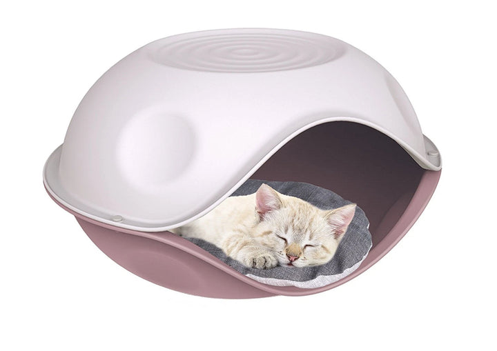 CUCCIA PER CANE E GATTO DUCK CON CUSCINO COLORE ROSA- PANNA